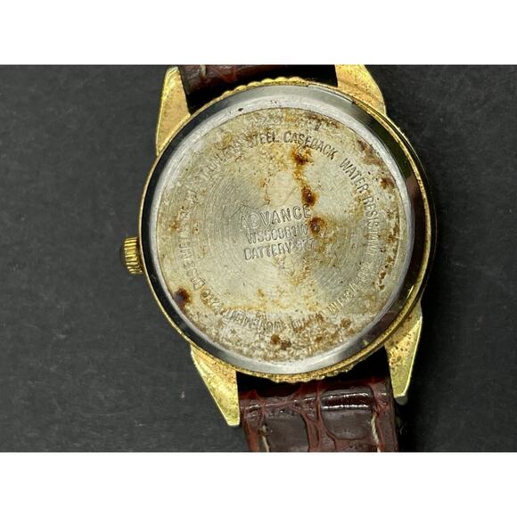 Vintage Advance Moon Phase Watch Women’s Silver And Gold Tone Brown Leather Band main image 9